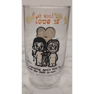 Vtg Love is 1975 Los Angeles Times Character Glass Golf Game Hole In One